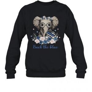 Back The Blue Elephants Heart Glasses Flower Cute T-Shirt